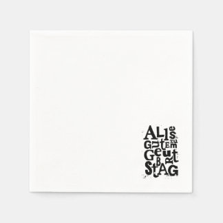 German "Happy Birthday" Lino Print Paper Napkin