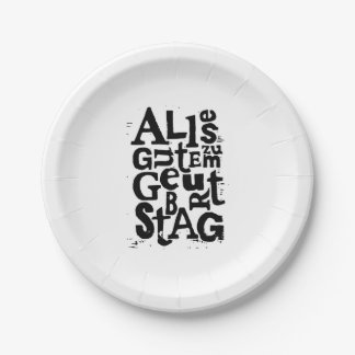 German "Happy Birthday" Lino Print Paper Plates