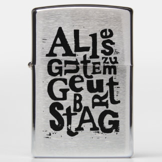 German "Happy Birthday" Lino Print Zippo Lighter