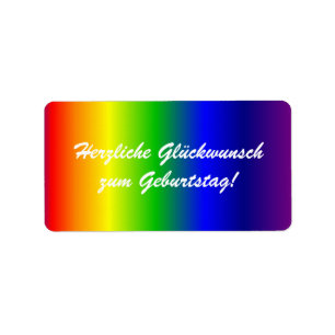 German Happy Birthday Rainbow Colors Label