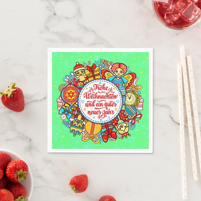 German Happy Christmas & Happy New Year  Napkins (Insitu)