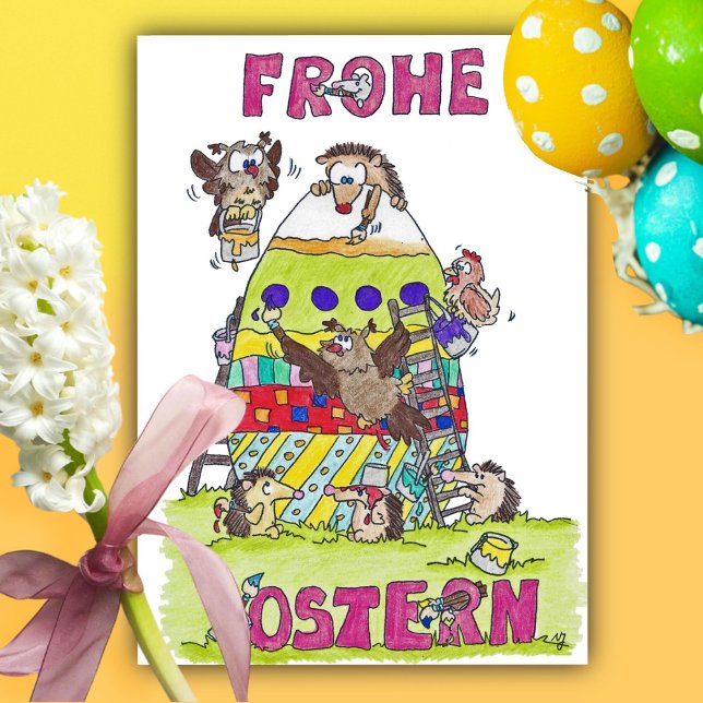 German Happy Easter Cartoon postcard (Creator Uploaded)