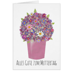 German Happy Mother’s Day Pink bouquet of flowers Cards