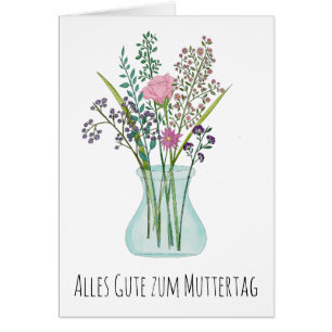 German Happy Mother’s Day Pink bouquet of flowers Cards