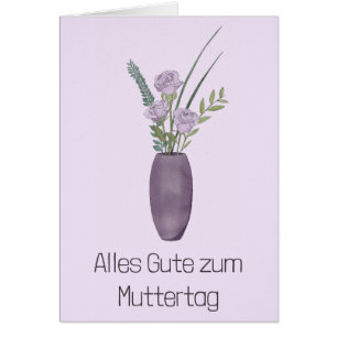 German Happy Mother’s Day Purple Rose Bouquet Cards