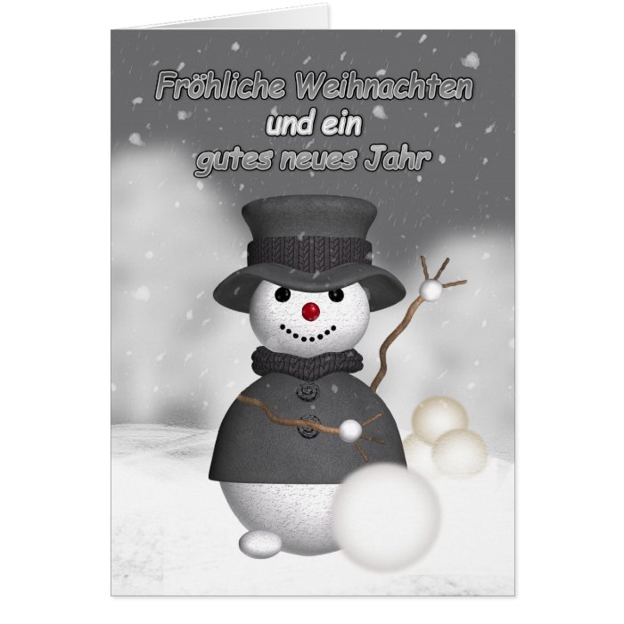 German holiday card with modern stylish snoman