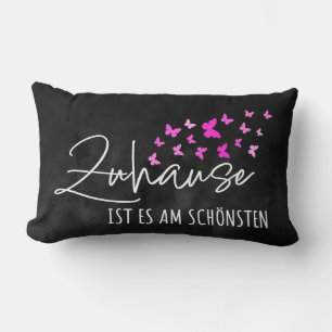 German Home Sweet Home Black Watercolor Lumbar Pillow