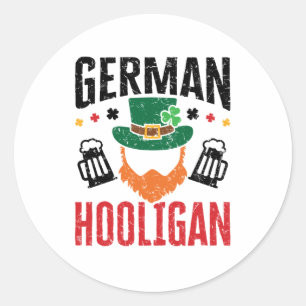 German Hooligan Germany St  Patricks Day Classic Round Sticker