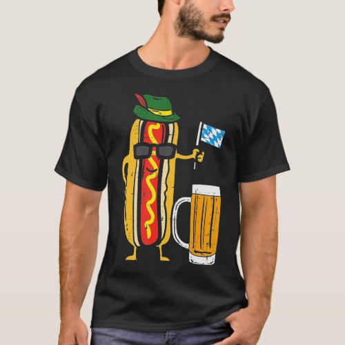 German Hotdog Bavaria Flag Funny Oktoberfest Wurst T_Shirt