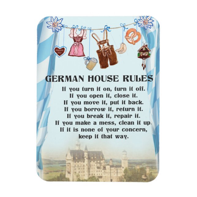 German House Rules Magnet (Vertical)
