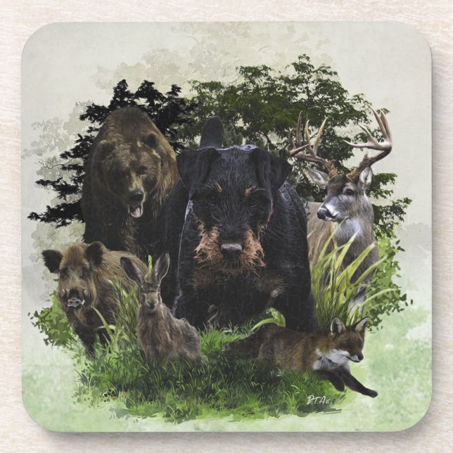 German Hunting Terrier Beverage Coaster (Front)