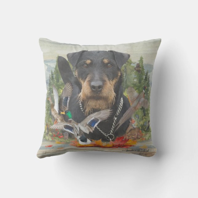 German Hunting Terrier (Jagdterrier) Outdoor Pillow (Back)