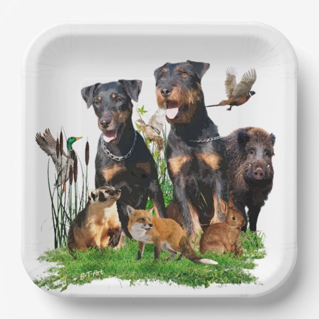 German Hunting Terrier (Jagdterrier)  Paper Plates (Front)