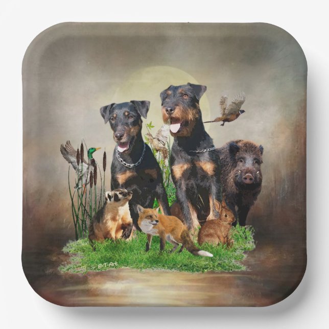 German Hunting Terrier (Jagdterrier)  Paper Plates (Front)