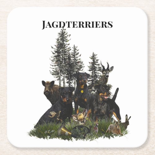 German Hunting Terrier Jagdterrier Square Paper Coaster