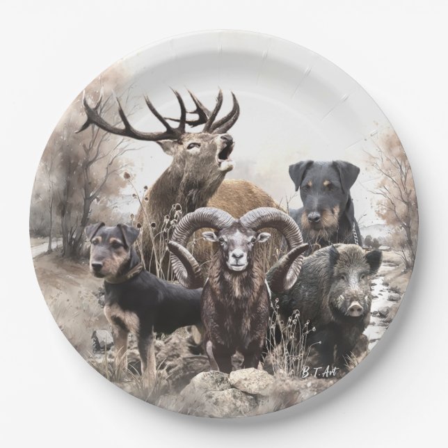 German Hunting Terrier Paper Plates (Front)