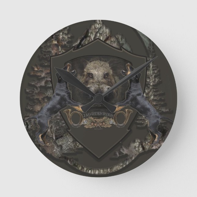 German Hunting Terrier Round Clock (Front)