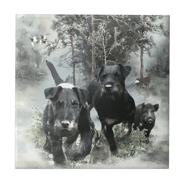 German Hunting Terrier, The Jagdterrier , Art  Ceramic Tile (Front)