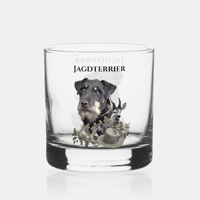 German Hunting Terrier Whiskey Glass (Front)