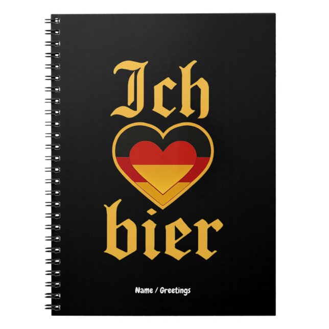 German Ich Heart Bier Oktoberfest Funny Bavarian  Notebook (Front)