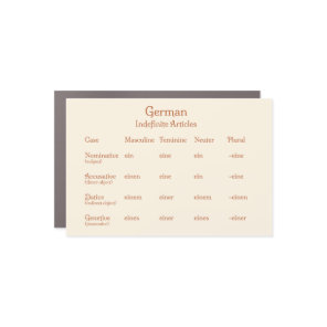 German Indefinite Articles Grammar Aid Educational Car Magnet