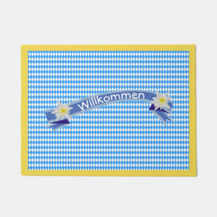 German Inspired Blue Checked with Edelweiss Doorma Doormat