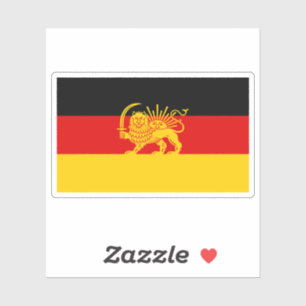 German Iranian Lion and Sun Heritage Flag Sticker