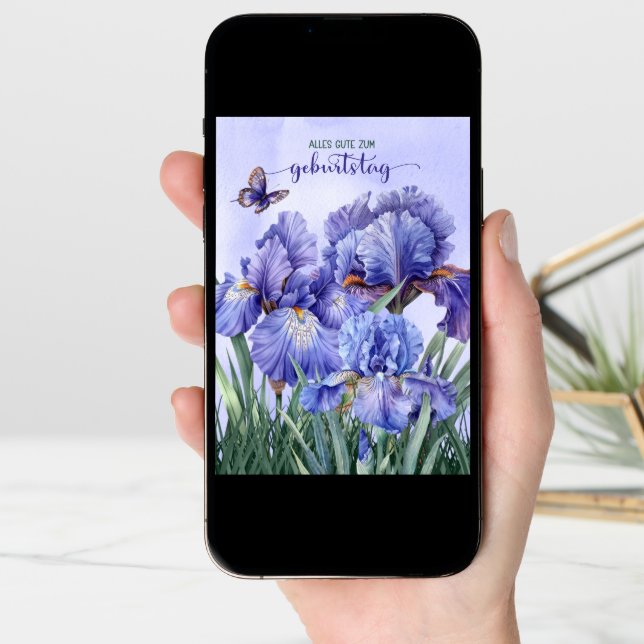 German Iris Garden Birthday Card (Front Digital)