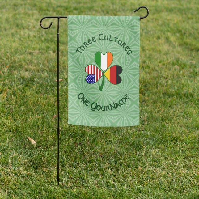 German Irish American Flags Shamrock Personalized (In SItu)