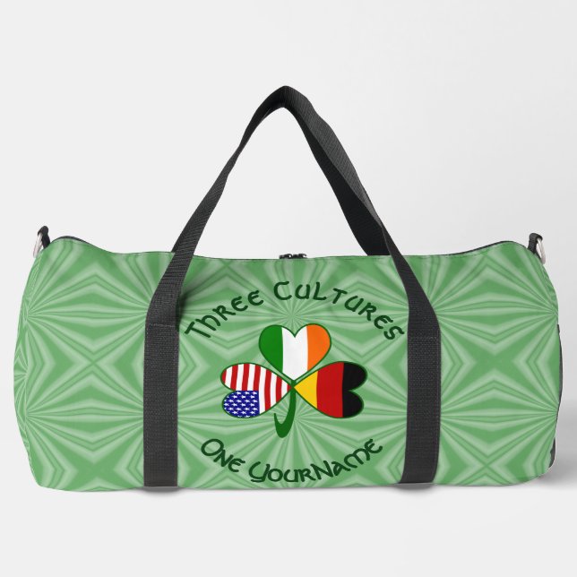 German Irish American Flags Shamrock Personalized  Duffle Bag (Front)