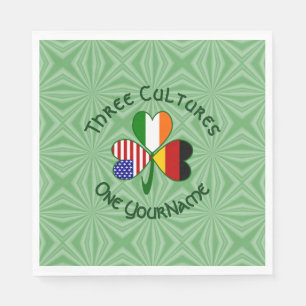 German Irish American Flags Shamrock Personalized Napkins