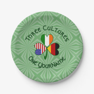 German Irish American Flags Shamrock Personalized Paper Plates