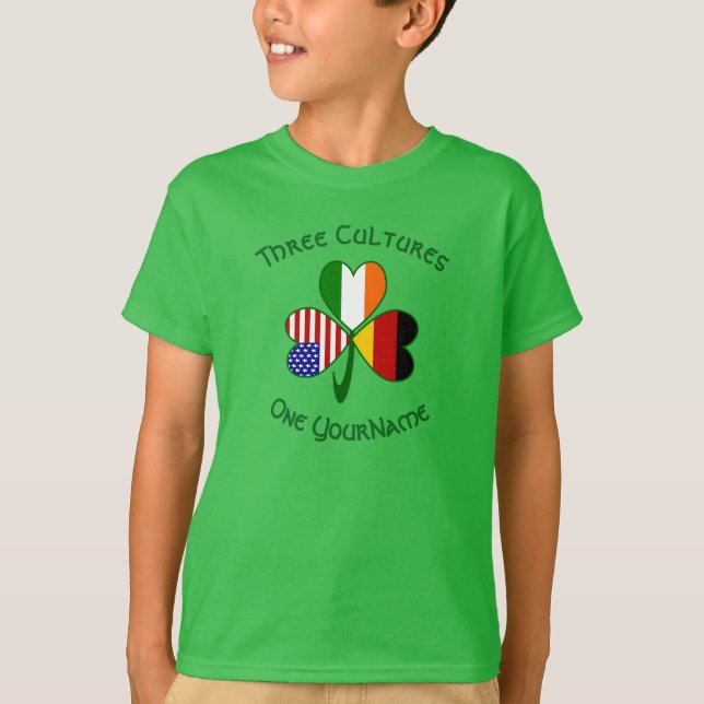 German Irish American Shamrock Personalized Boy's T-Shirt (Front)