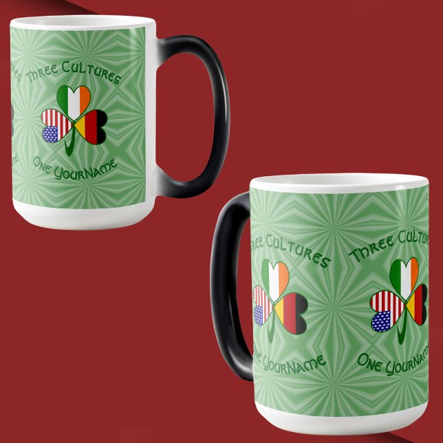 German Irish American Shamrock Personalized Color Morph Mug (Creator Uploaded)