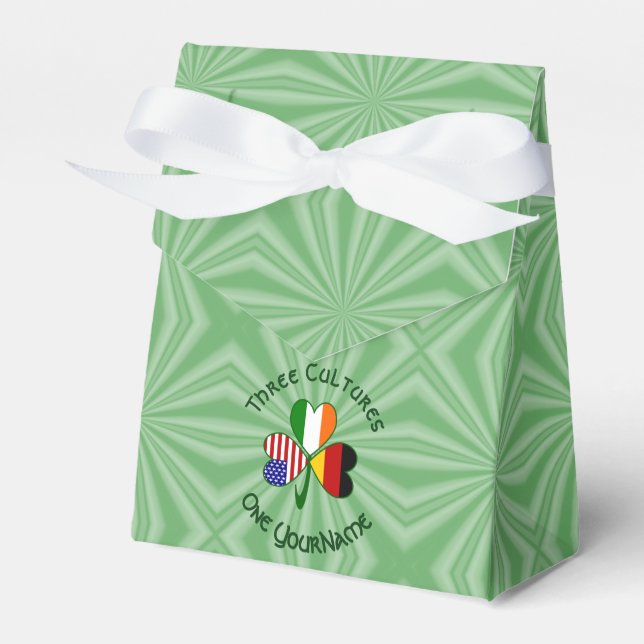 German Irish American Shamrock Personalized  Favor Boxes (Front Side)