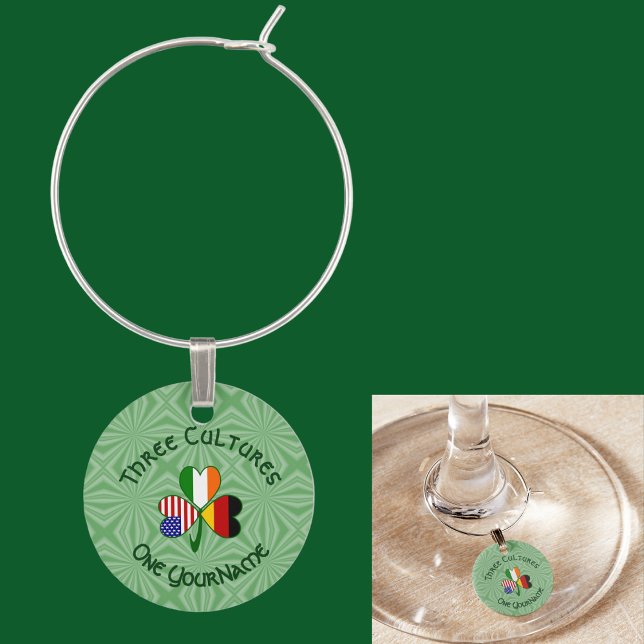 German Irish American Shamrock Personalized Party Wine Charm (Creator Uploaded)