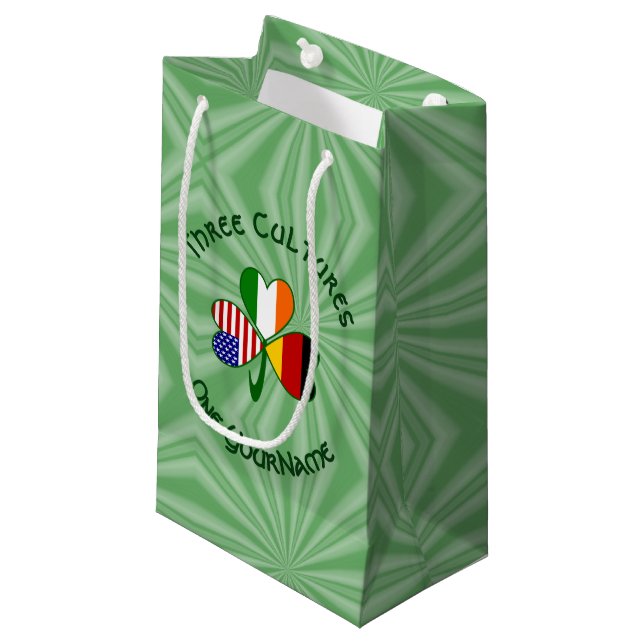 German Irish American Shamrock Personalized Small Gift Bag (Front Angled)