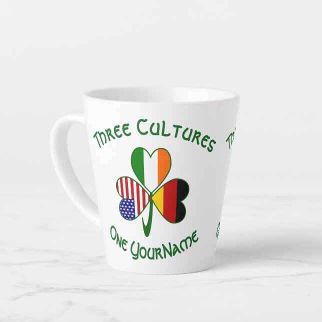 German Irish American Shamrock Personalized Small Latte Mug (Left Angle)
