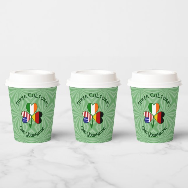 German Irish American Shamrock Personalized Text Paper Cups (Multi)