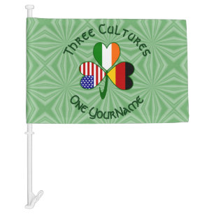 German Irish USA Flag Shamrock Personal Car Flag