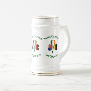 German Irish USA Flags Shamrock Personalized  Beer Stein