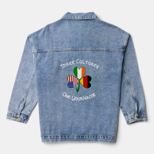 German Irish USA Flags Shamrock Personalized Denim Jacket
