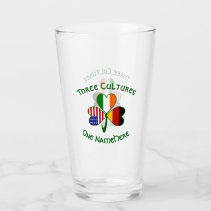 German Irish USA Flags Shamrock Personalized Glass