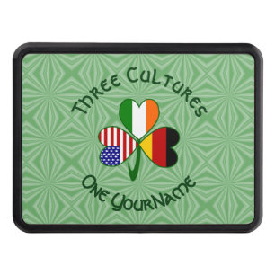 German Irish USA Shamrock Flag Personalized  Hitch Cover