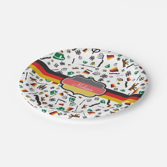 German items with Flag of Germany Paper Plates (Angled)