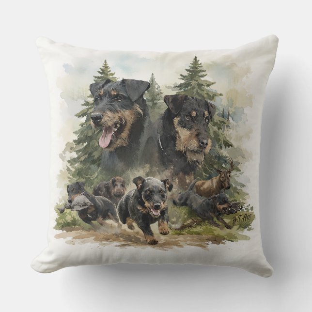 German Jagdterriers Throw Pillow (Front)