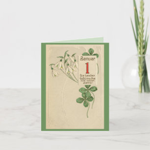 German Jugendstil Happy New Year custom Holiday Card