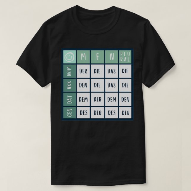 German Language Articles T-Shirt (Design Front)