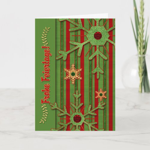 German Language Frohe Feiertage Red and Green Holiday Card