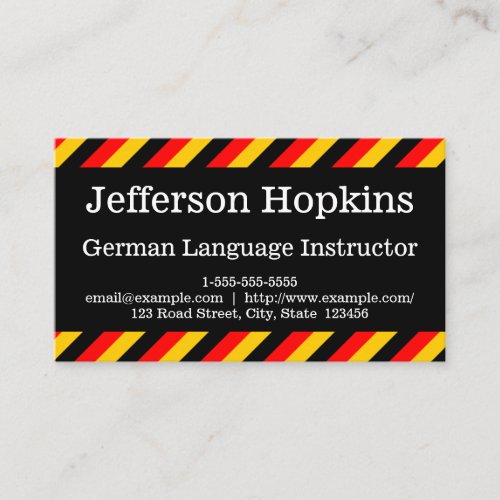 German Language Instructor Business Card